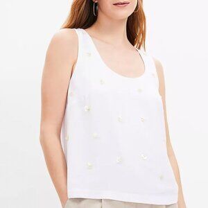 NWT XL LOFT White Embellished Racerback Top